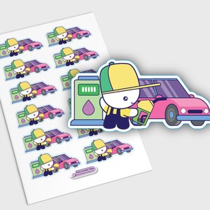 Autocollants de station-service, Autocollants de ravitaillement, Autocollants de changement d’huile, Autocollants de planificateur amusant, Autocollant Kawaii, Planificateur d’essence à pompe, Autocollant de service de voiture