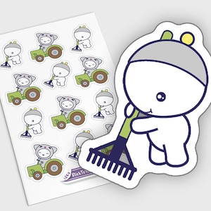 Kawaii pegatinas de jardinería, lindos coros pegatinas, deshalamiento pegatinas, hierba corte pegatinas, pegatinas de personaje, jardinero — Loulou L069