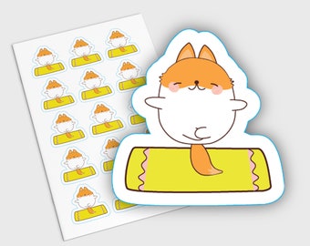 Meditation Planner Stickers, Self Care Stickers, Yoga Planner Stickers, Fox Planner Stickers, Erin Condren Planner Stickers, Kawaii Stickers