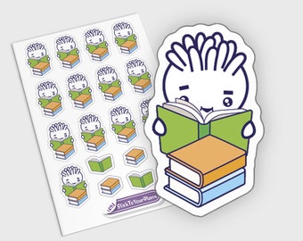 Lesen Aufkleber, Sticker, zurück zur Schule Aufkleber, Kawaii Aufkleber, Lehrer Aufkleber, Buch Nerd Aufkleber, Buch Wurm Aufkleber
