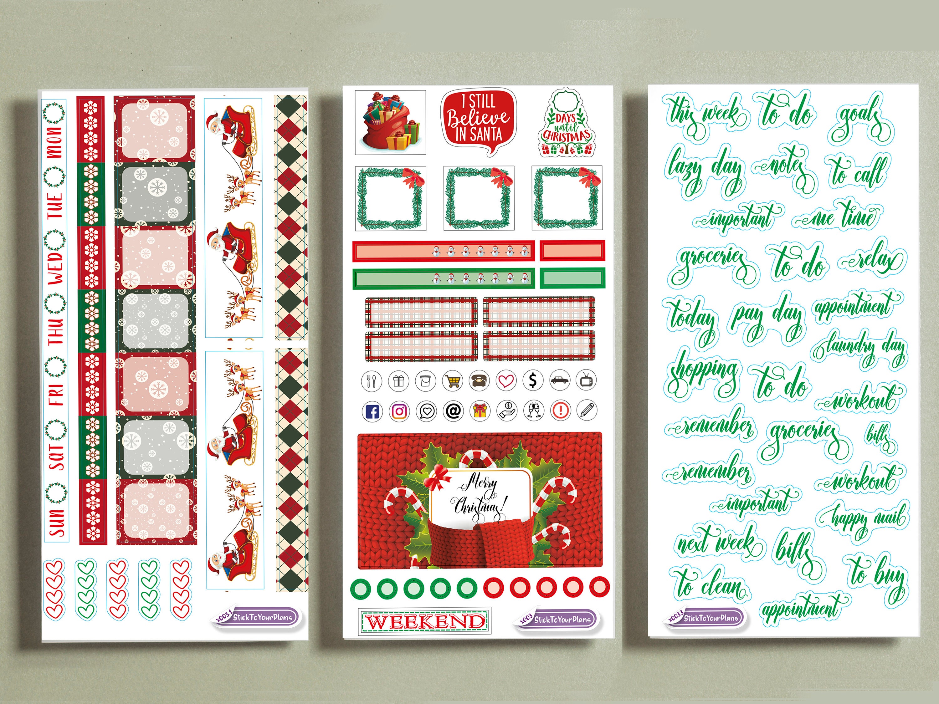 Hobonichi Weeks Christmas Kit, Hobo Weeks Planner Stickers, Christmas ...