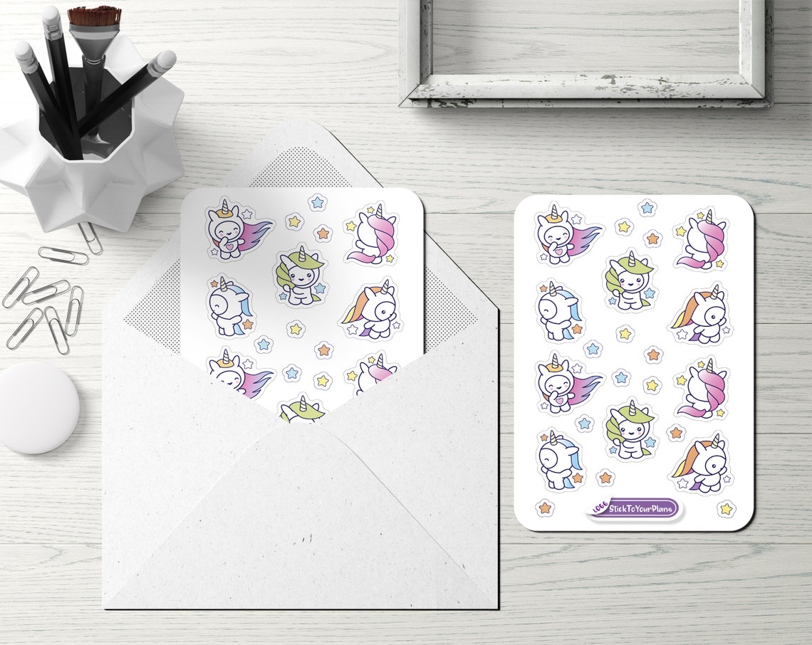 unicorn planner stickers cute watercolor stickers