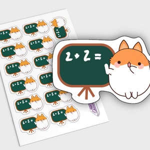 Zurück zur Schule Sticker, Test-Erinnerung, Kawaii Aufkleber, süße Fuchs Aufkleber, Schule Aufkleber, College-Aufkleber, EC-Sticker