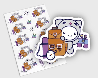 Camping Stickers, Hiking Stickers for Planners, Kawaii Planner Stickers, Character Stickers, Hiking Planner Stickers, Adventure Stickers