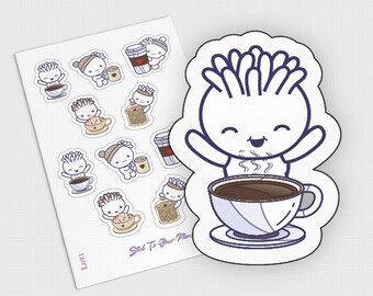 Adesivi caffè - adesivi kawaii - adesivi giorno libero - adesivi diario - adatto a tutte le agende - cancelleria kawaii - bullet journal - coffee time