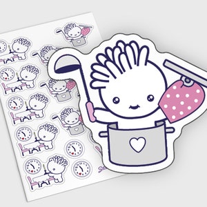 Cooking dinner stickers set