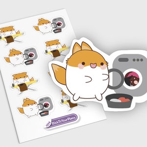 Planner Stickers Laundry, Kawaii Planner Stickers, Fox Chores Stickers, Planner Stickers Cleaning, Planner Stickers Housework, Bujo Stickers
