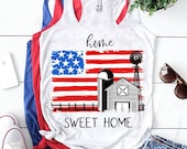 Home sweet home sublimation design download - Windmill American flag sublimation PNG - Patriotic sublimation graphic - Farmhouse Design Png