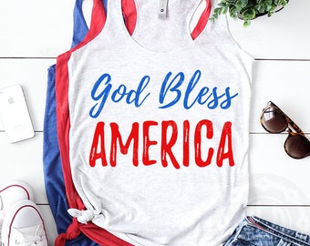 God Bless America svg, 4th of july svg, Independence day svg, America svg, Cut file for Silhouette & Cricut, Eps, DXF, JPG, PNG files