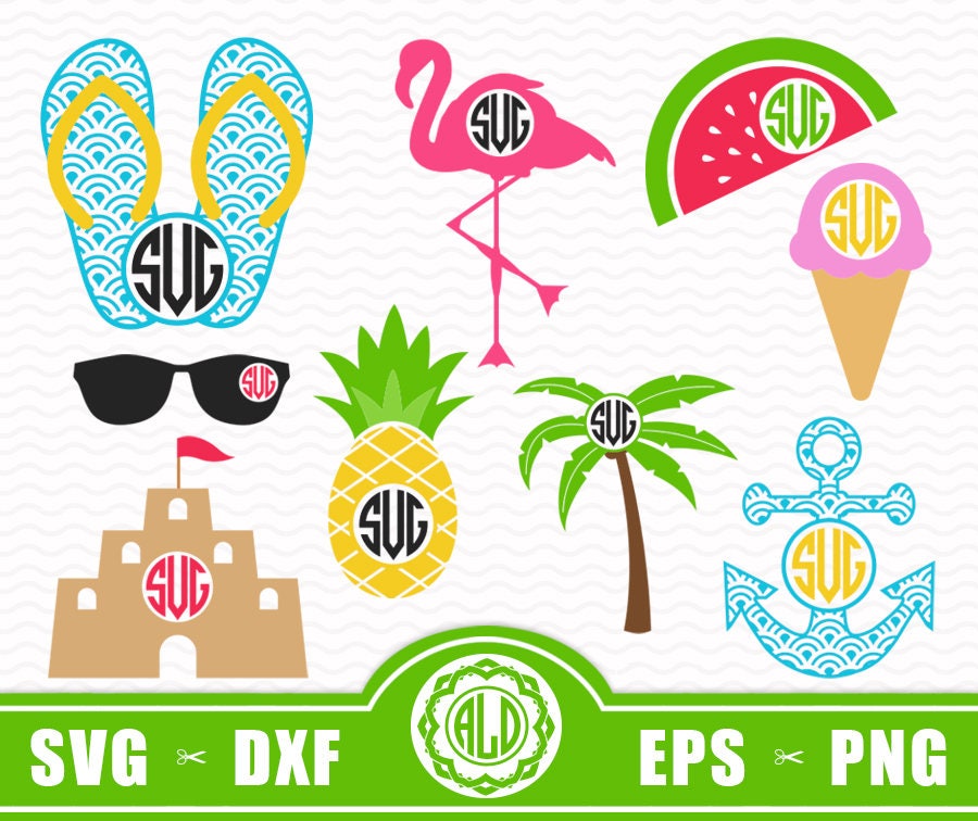 Download Summer Monogram Svg Beach Monogram Svg Svg Files For Etsy