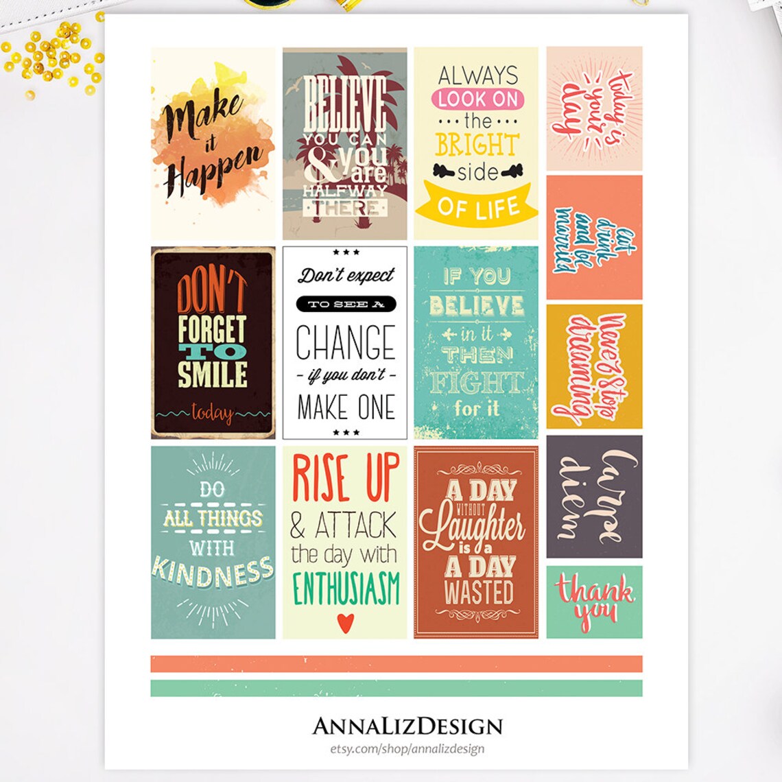 BIG Happy Planner Stickers PRINTABLE Motivational Quotes Etsy