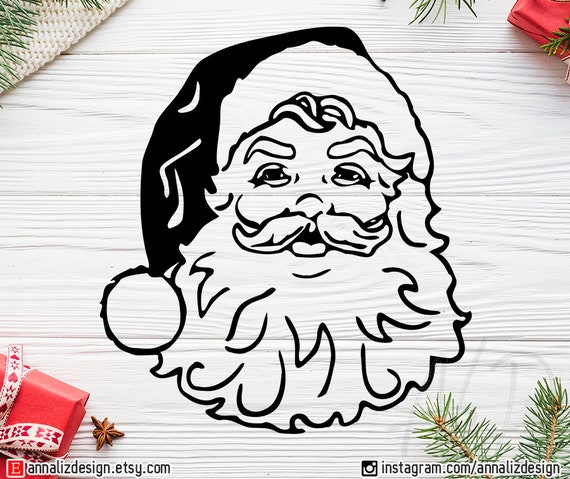 Download Santa Head Svg Santa Reto Svg Santa Vintage Svg Santa Face Etsy