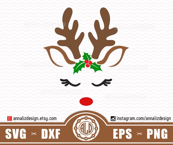 Download Reindeer Mistletoe Svg Rudolph Svg Reindeer Face Svg Etsy
