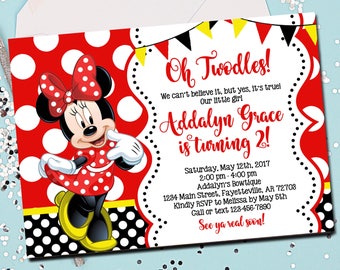 minnie mouse birthday invitation etsy