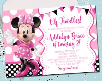MINNIE MOUSE INVITATION, Minnie Mouse Birthday Invitation, Birthday Invite, Minnie Mouse, Pink, Oh Twodles, 2nd Birthday, Printable