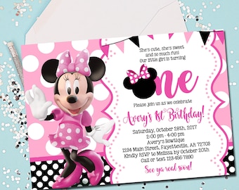 minnie mouse invitation birthday invitation 1st birthday etsy