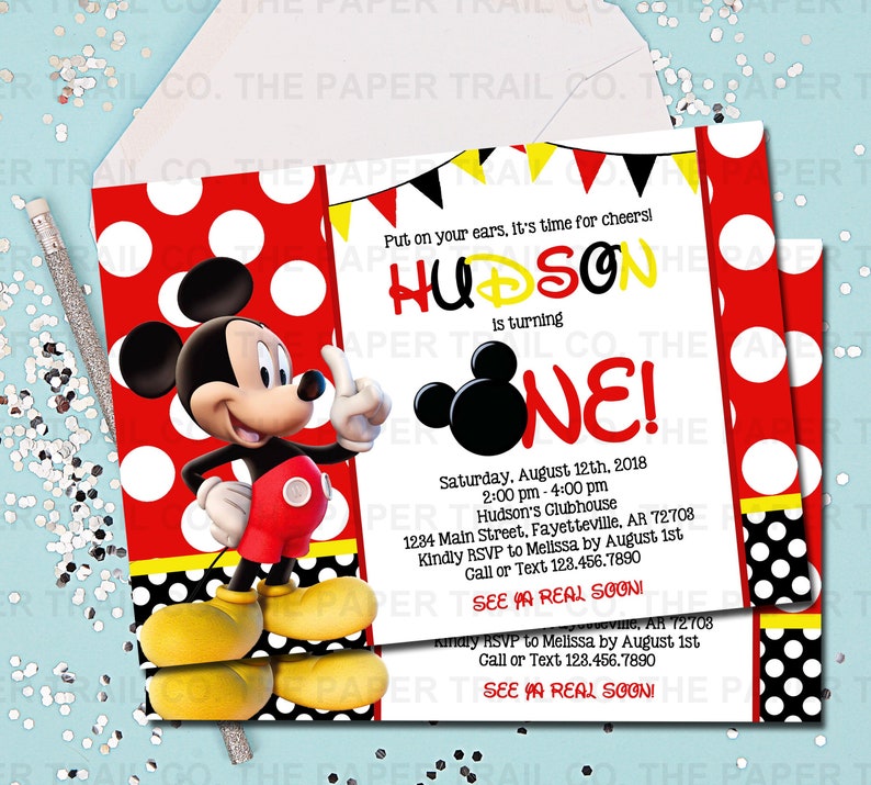 Mickey Mouse Invitation Mickey Mouse Birthday Invitation Etsy