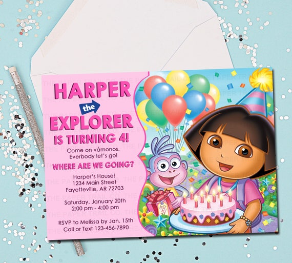Items Similar To Dora The Explorer Invitation Birthday Invitation