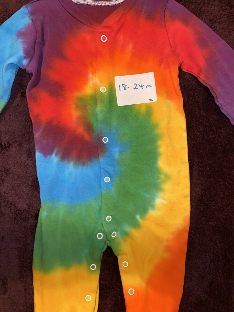 Tie dye Rainbow baby grow sleepsuit babygrow Size 18 to 24 Etsy