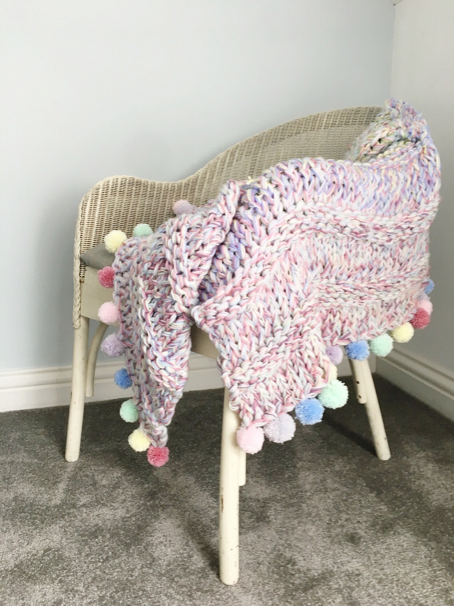 Knit Rainbow Blanket and Cushion Pattern Super Chunky Etsy