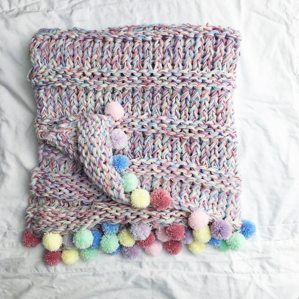 Knit Rainbow Blanket and Cushion Pattern Super Chunky Etsy