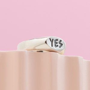 YES Chunky Statement Ring, Recycled 925 Signet, Handmade Jewellery image 1