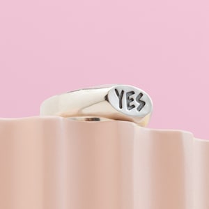 YES Chunky Statement Ring, Recycled 925 Signet, Handmade Jewellery