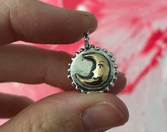 Moon Pendant, Celestial Silver Necklace, Recycled 925