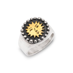Sun Ring, Sterling Silver 925 Signet, Celestial Jewellery