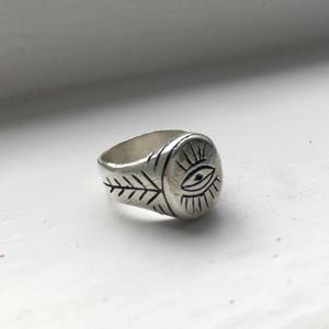 Evil Eye Signet, Celestial Ring, Recycled 925 Silver image 2