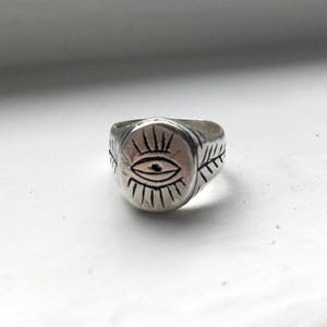 Evil Eye Signet, Celestial Ring, Recycled 925 Silver image 4