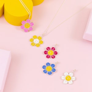 Colourful Grumpy Flower Pendant, Recycled 925 Silver, Daisy Necklace image 3