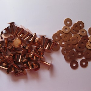 100 Stück Kupferschlauch Nieten 10 Gauge x 1/2 mit Unterlegscheiben Leder Gürteltasche Handwerk