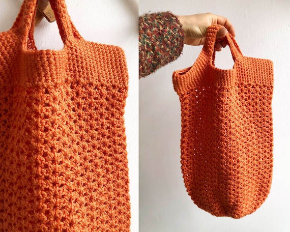 Vintage Crochet Knit Tote Bag