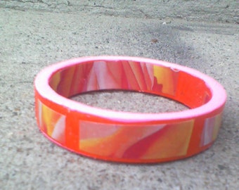 Orange and Pink O'Keeffe Art Bangle