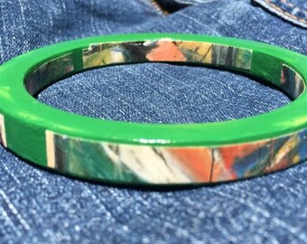 Thin Green Dekooning Bangle