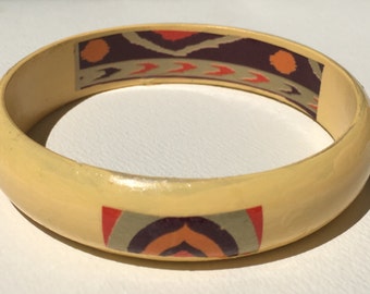 Small Equatorial yellow dome bangle with Navaho art accents