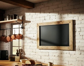 Schoolbord met gerecycled houten frame, op maat gemaakt memobord, keukenmenubord, gerecycled hout, handgemaakt wandkrijtbord