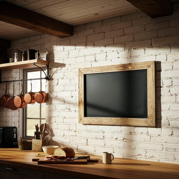 Kreidetafel mit Altholz Rahmen, Memoboard nach Maß, Menütafel Küche, Upcycling Holz, Wandtafel handgefertigt