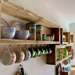 Mensola a muro in legno flottante | Libreria su misura in legno di recupero | Mensola da cucina, porta spezie | Porta piatti | MARIA T20