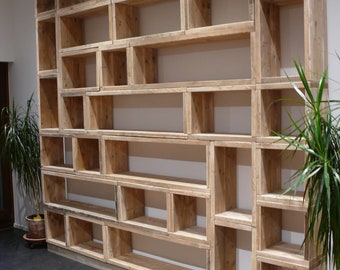 Reclaimed timber shelf | Bookcase | Solid wood | D 27 cm H 40 cm | Used look