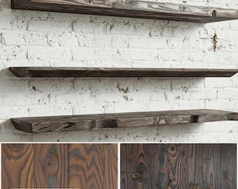 Floating wall shelf made of burnt wood, Shou Sugi Ban | Bookshelf, kitchen shelf 30–200 cm | Custom-made wall shelf