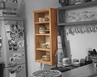 Wandregal Hängeregal Küchenregal Bücherregal Badezimmerregal AGNUS Massivholz Bauholz Altholz Landhaus Industrial
