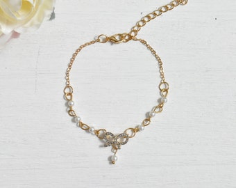 Bow + Pearls Wedding Flower Girl Bracelet - Gifts/Favours