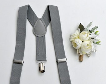 Page Boy Braces/Suspenders for Wedding - Navy / Grey
