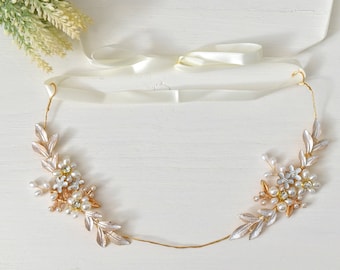 Cerchietto per capelli con perle, fucsia, rosa, imbottito, con perle assortite, accessori per capelli da sposa, fascinator per damigella d'onore (The Greco) - Italia