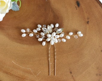 Elegant Bridal Gold/Silver Pearl Cluster Wedding Hair Comb/Hair Accessory/Hair Pin - ANNETTE