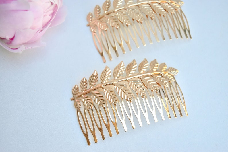Grecian Style Gold Leaf Bridal Wedding Hair Comb/Hair Accessory image 2
