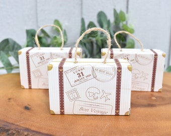 Vintage Airplane Travel Suitcase Destination Wedding Theme Favour Boxes