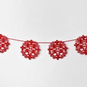 Red Double Happiness Felt Chinese Wedding Garland/Poster